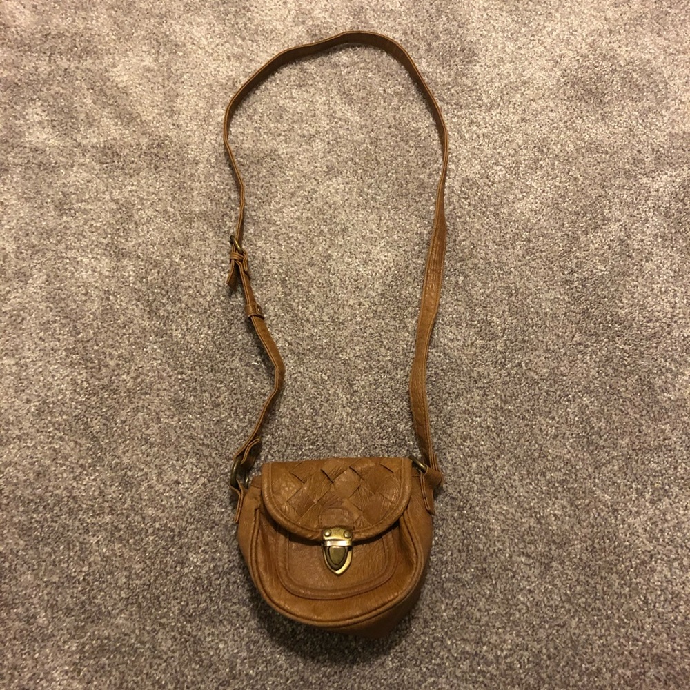 Brown faux leather crossbody purse